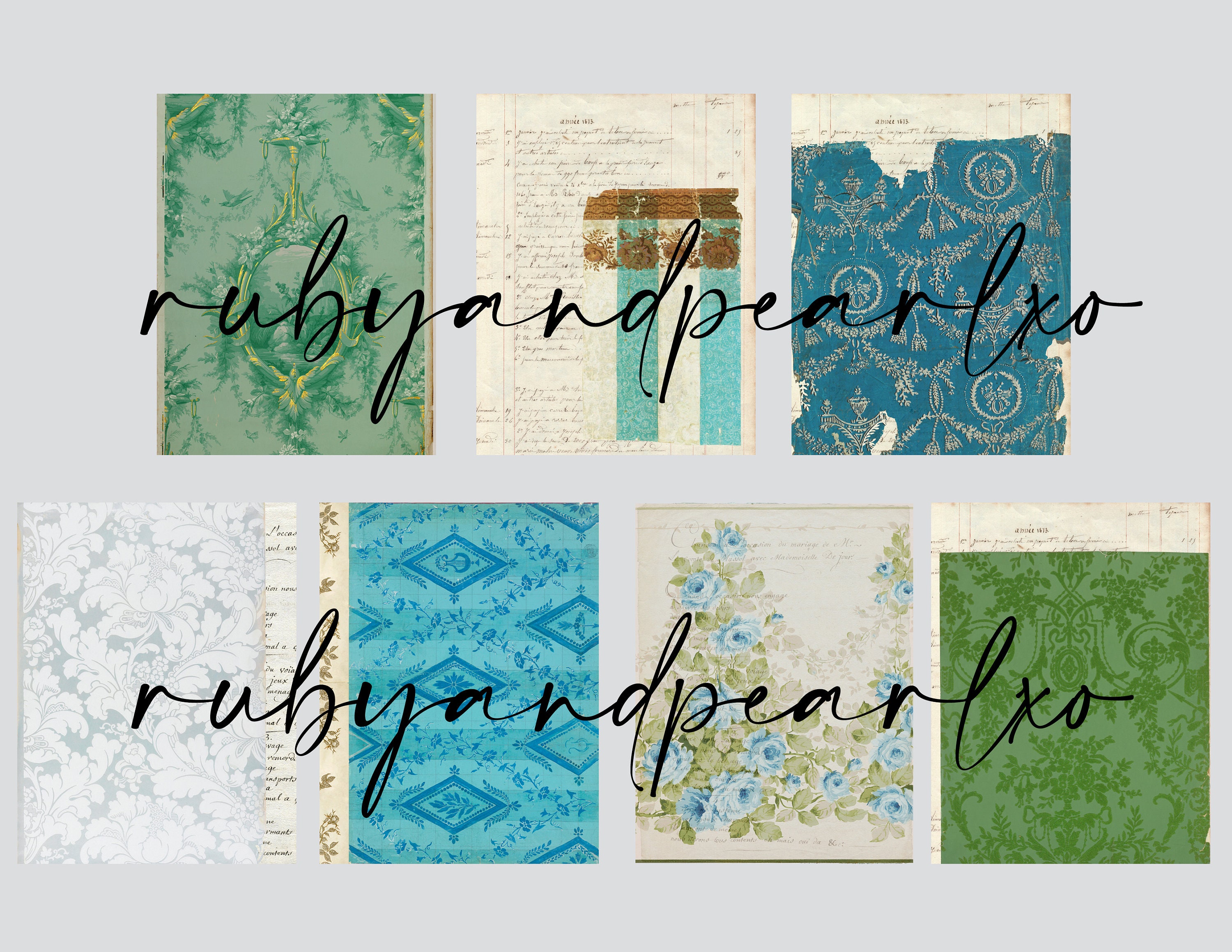 Lille - Vintage Floral & Pattern Paper Collection - Digital Download ...