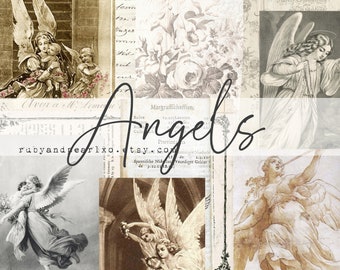 Angeli - Collezione stampabile d'epoca - Download digitale - Carte antiche - Collage per diario e arte