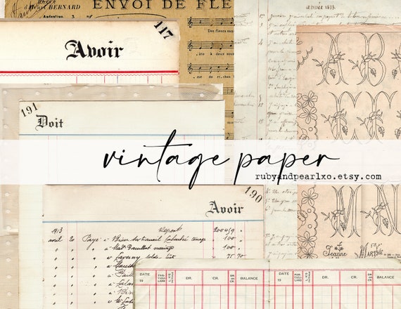 Vintage Junk Journal Basics Paper Collection - Digital Download - Antique Papers  - Printables for Journaling and Art