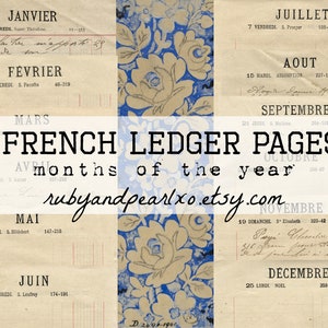 Antique French Ledger Printables - Months of Year - Junk Journal - Planner - Bullet Journal