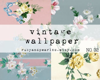 No. 32 Vintage / Antique Wallpaper Printables - digital download - authentic patterns from the 1920's - 1950s