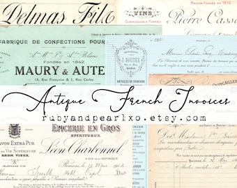 23 Antique French Invoices - Digital Download - Antique Papers  - Printables for Journaling and Art