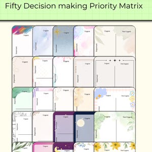 A5 50 Decision Making Priority Matrix - Printable pdf download