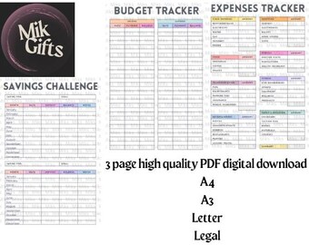 Ultimate Budget Planner | Printable PDF in A3, A4, Letter & Legal Sizes | Savings Tracker, Expense Log, Monthly Budget Sheets