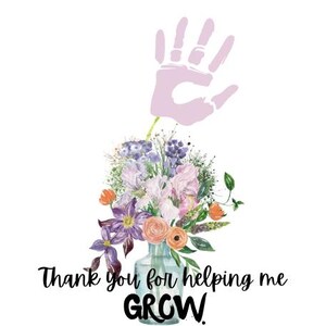 Bouquet Aidez-moi à grandir, appréciation de l'enseignant, travaux manuels pour enfants, empreinte de main, bricolage, parent, travaux manuels pour enfants, merci