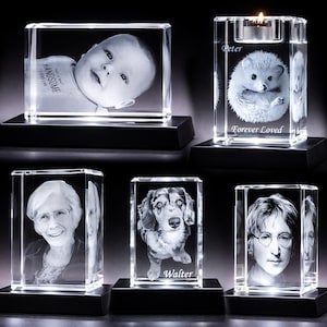 Personalized 3D Crystal Photo Engraving | Custom Pet Lover Gift | Keepsake Memories (LED Base Included) - Teachers Gift