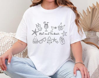 Meet me at the beach, summer coastal girl digital png