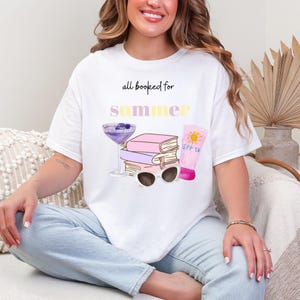 all booked for summer PNG, bookish summer, bookish girly PNG, trendy summer t-shirt design