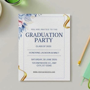 Blue Graduation Party Invitation: Class of 2025