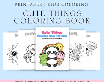 Cute Things Digital Coloring Book for Kids | Animals, Food & Fun Characters | Easy Toddler and Children Coloring Pages