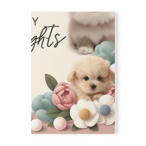 Puppy-Themed Softcover Notebook, A5 - Cute Journal for Animal Lovers, Perfect Gift for Dog Owners, Floral Design, Pet Lovers&#39; Stationery