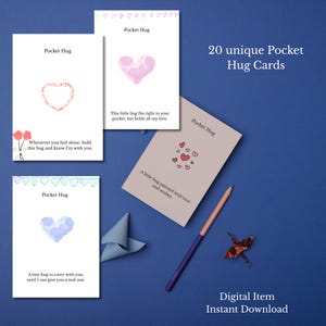 Pocket Hug  Printable Cards: Affirmation cards | Editable Poem Tokens pocket card | lunch box notes (Digital Download)