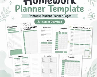 Homework Tracker Printable: Editable PDF Assignment Planner for Students (Digital Download)