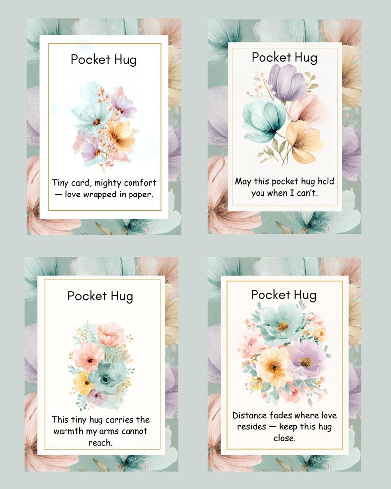 Pocket Hug Cards | 8 Printable Mini Hug Notes | Heart & Floral Designs ...