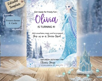 Frozen Birthday Invitation Bundle: Editable Princess Party Invite (Digital Download)
