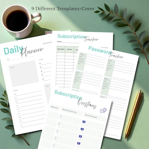 Digital Life Planner Template Bundle: Password, Daily, Weekly and Budget planner