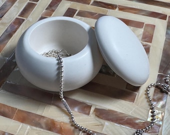 Mini Decorative Jar with Lid: Handmade Jesmonite Jewelry Holder; Trinket Container