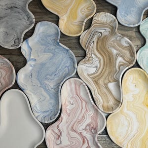 Cloud Tray: Handmade Catch-All, Modern Vanity Organizer, Jesmonite Trinket Tray