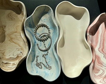 Irregular Shaped Catch-All Bowl: Handmade Storage Bowl, Trinket Holder, Jesmonite Home Decor