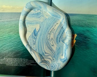 Irregular Shaped Oval Tray: Handmade Modern Vanity Tray, Jesmonite Jewelry Organizer, Trinket Catch-All