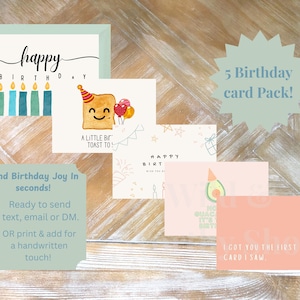 Pacchetto di biglietti di auguri di compleanno stampabili / Biglietti di auguri di compleanno da 5 per donne / PDF 7X5 / Pronti per l'invio / Biglietti di auguri di compleanno edificanti