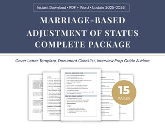 Marriage-Based Adjustment of Status Package – Cover Letter, Checklist, Guides (Digital Download)