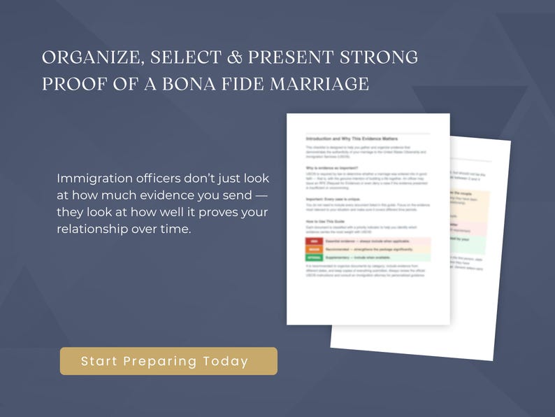 Marriage Evidence Builder for USCIS | Bona Fide Checklist (PDF) - Etsy