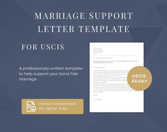 Marriage Support Letter Template | Affidavit for Immigration (Digital Download)