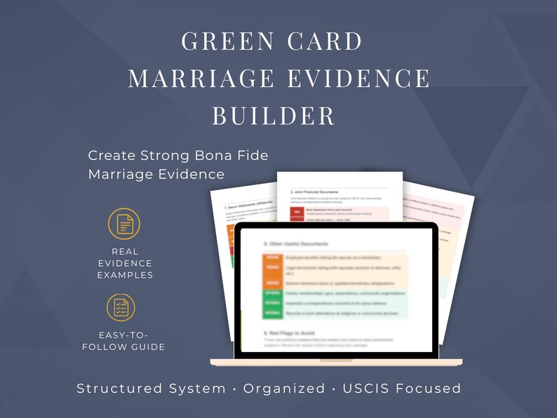 Fide Annotation Card Marriage Evidence Builder for USCIS | Bona Fide Checklist (PDF) - Etsy