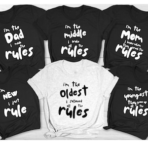Die Familienregeln Shirts, Familie Passende Shirts, Familien Squad T-Shirt, Geschwister Regeln, Familien Zitat Shirt, lustiger Kinder Strampelanzug