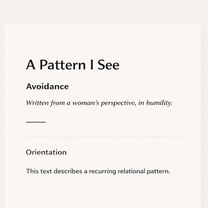 A Pattern I See: Avoidance — A Field Text on Relational Dynamics