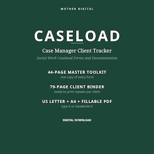 Case Manager Client Tracker | Social Work Caseload Forms & Documentation PDF
