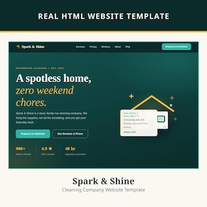 Plantilla web para empresa de limpieza / Sitio web HTML para negocios de limpieza, formulario de reserva y presupuesto