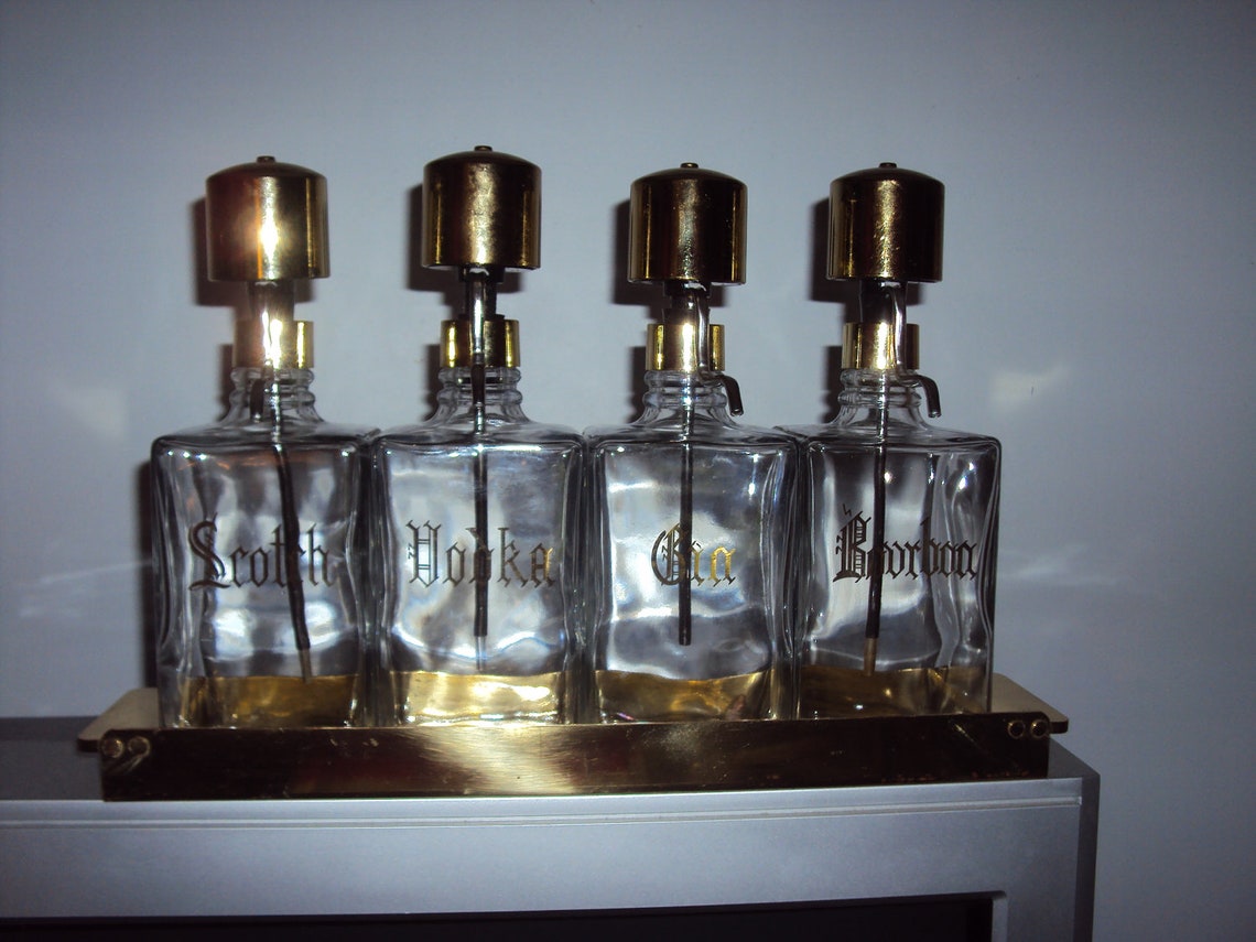 Vintage Set of 4 Large LIQUOR DECANTER 's Set From Etsy