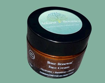 Crema viso anti-età Natural Rose Renewal - Aloe Vera e incenso 50 ml - Crema idratante riparatrice per la pelle - Crema da giorno per tutti i tipi di pelle