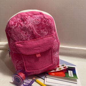 Pink Mini Backpack/18 Inch Doll Backpack/Teddy Bear Backpack/Doll School Supplies