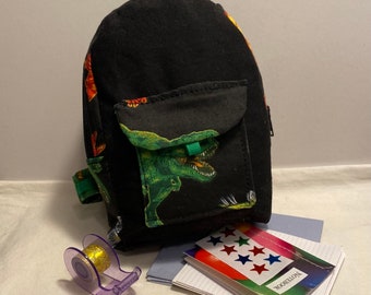 Black Dinosaur Doll Backpack/Dino Teddy Bear Backpack/Doll Back to School Supplies/Doll Teddy Bear Accessories