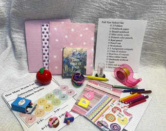 18 Inch Doll School Supplies Set: ABC Book, Miniatures