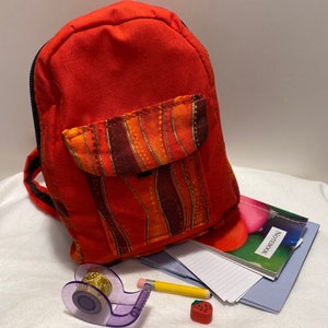 18 Inch Doll Red Stripe Backpack/Teddy Bear Red Backpack/Doll School Supplies Bag