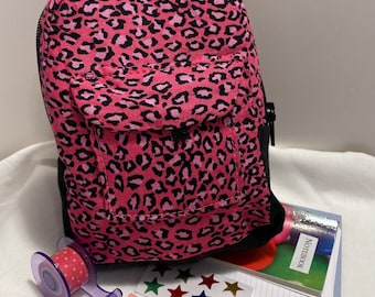 Pink Leopard Mini Backpack/18 Inch Doll Teddy Bear Backpack/Doll Teddy Bear School Supplies