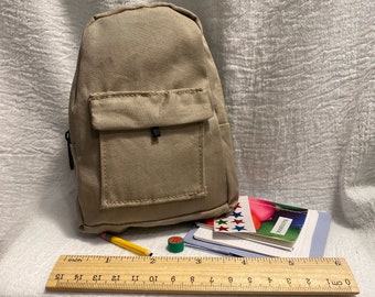 18 Inch Doll Tan Backpack/Teddy Bear Khaki Backpack/Doll Teddy Bear School Supplies Accessories