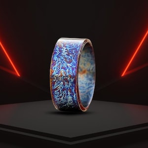 Colorful Titanium Ring Heat Anodized Handmade Wedding Ring Titanium Unique Random Pattern Personalized Engagement Ring 5th Anniversary Gift