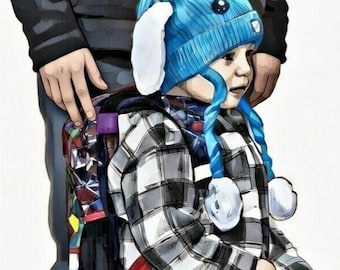 Blue Bunny Hat Print (not a hat, just a print)