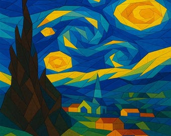 Starry Night Mosaic - Digital print