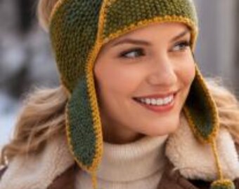 Skyline Aviator Earflap Headband Knitting Pattern PDF Winter Ear Warmer Knit Headband Instant Download