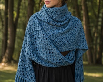 Textured Lace Wrap Knitting Pattern PDF Lace Shawl Pattern Knit Scarf Pattern Instant Download DIY Gift Women Wrap