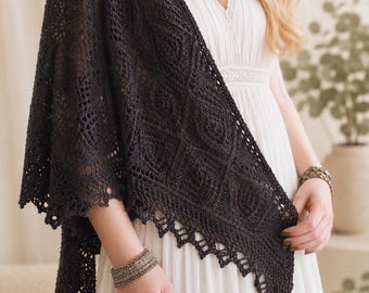 Diamonds Shawl Knitting Pattern PDF Lace Shawl Pattern Knit Wrap Pattern Triangle Shawl Digital Download