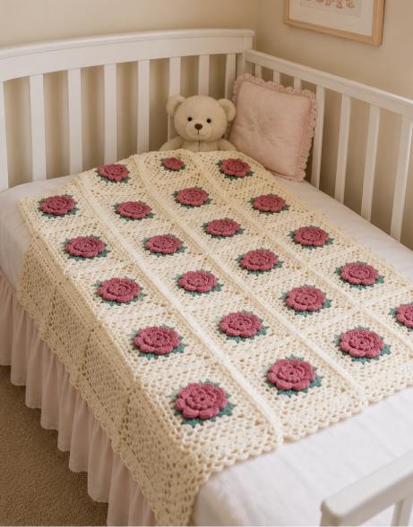 3D Rose Granny Square Afghan