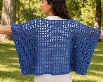 Knit Summer Poncho Pattern Women Knitting Pattern Easy Lightweight Poncho PDF Summer Top Pattern XS to 5XL