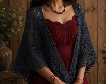 Diamond Lace Shawl Knitting Pattern PDF Triangle Shawl Knit Pattern Lace Wrap Pattern Elegant Wedding Shawl Instant Download